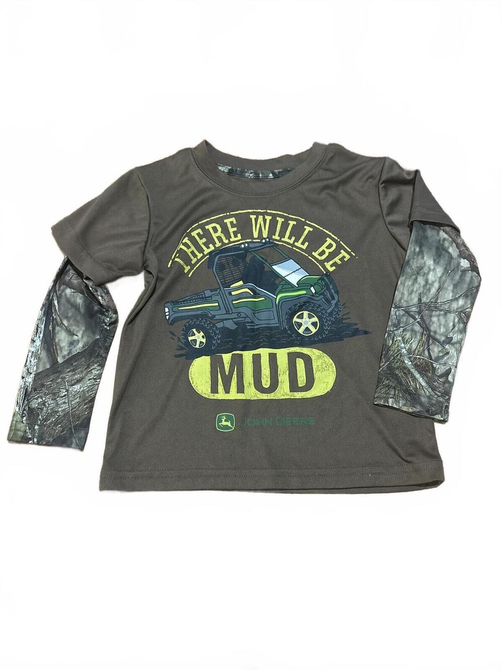 New John Deere Toddler Long Sleeve Shirt with Camouflage Sleeves Boys 3T Kids